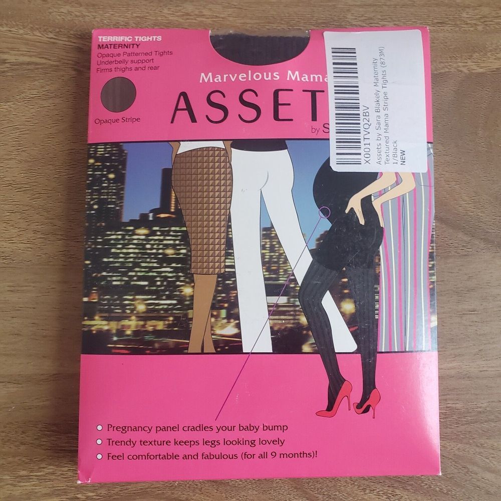 Spanx Marvelous Mama‎ Terrific Tights Size 1 Black Stripe Support Maternity